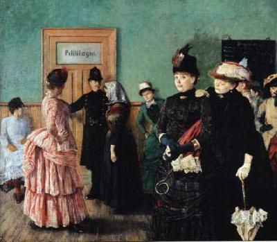 Christian Krohg Albertine i politilagens ventevarelse France oil painting art